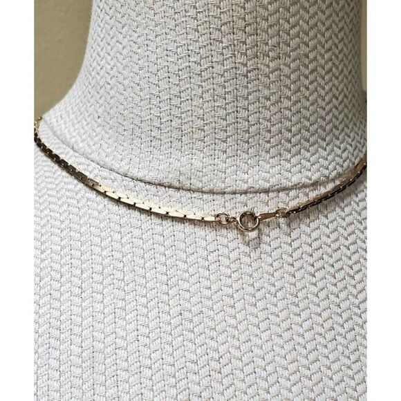 Gold Plated Triangle Link Choker 16" Chain Necklace - Picture 2 of 3